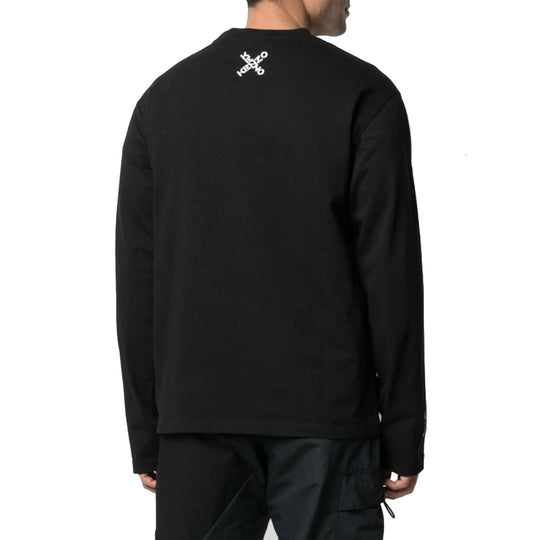 Men's KENZO SS21 Big X Pattern Round Neck Long Sleeves Black FB55TS1534SK-99