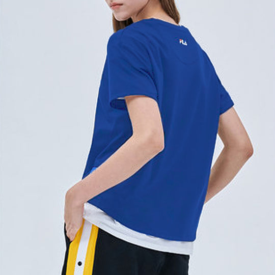 Women's Fila Minimalistic logo Short Sleeve Blue T11W022107F-BU T-shirts - KICKSCREW