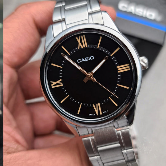 Casio Dress Classic Minimalistic Analog Watch 'Silver Black' MTP-V005D-1B5