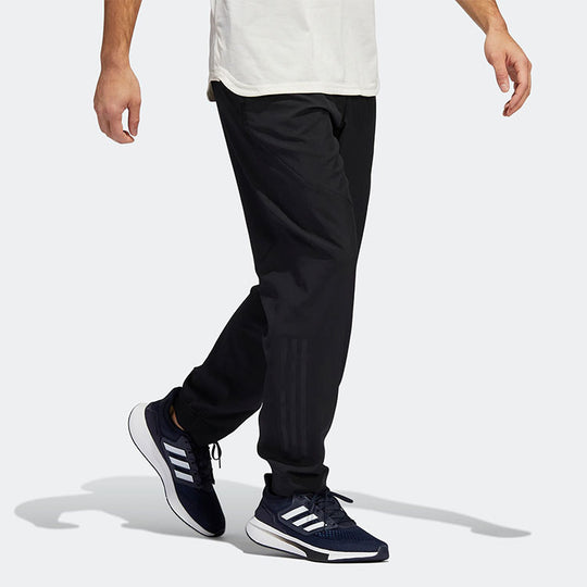 Men's adidas Solid Color Stripe Bundle Feet Gym Sports Pants/Trousers/Joggers Black HF8985