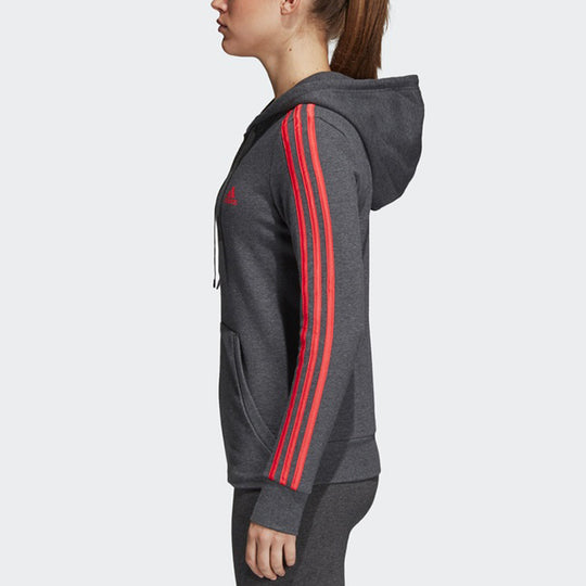 (WMNS) adidas Stripe hooded track Jacket Gray CF8844