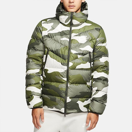 Nike Sportswear Down Windrunner Printing hooded down Jacket Camouflage ...