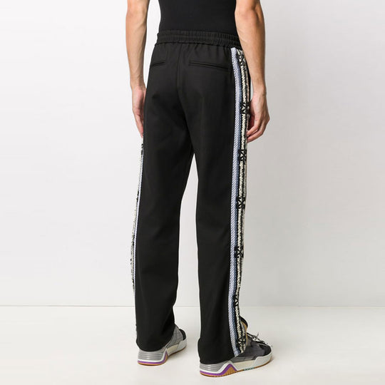 Men's Off-White Logo Side Stripe Sports Pants/Trousers/Joggers Loose Fit Black OMCA151F20FAB0011001
