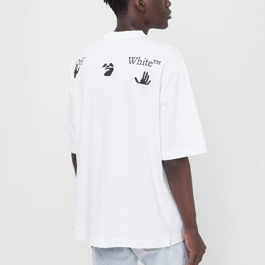 Off-White Solid Color Logo Printing Cotton Short Sleeve White OMAA119C99JER001