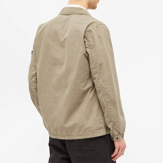 Men's STONE ISLAND Pocket Washed Zipper Jacket Khaki 7315107WN-V0168