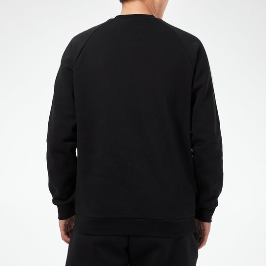 adidas originals 3-stripes Crew Fleece Lined Stay Warm raglan sleeve Round Neck Pullover Black GN3487