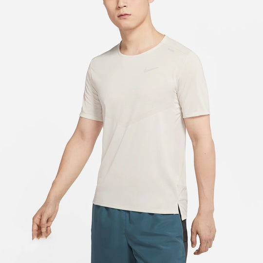 Men's Nike Dri-FIT Rise 365 Breathable Soft Solid Color Running Short Sleeve Light Bone T-Shirt CZ9185-072