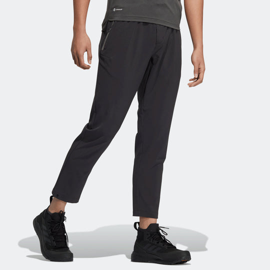 Men's adidas Terrex TX Stretch Pa Logo Printing Outdoor Sports Pants/Trousers/Joggers Black HS6805