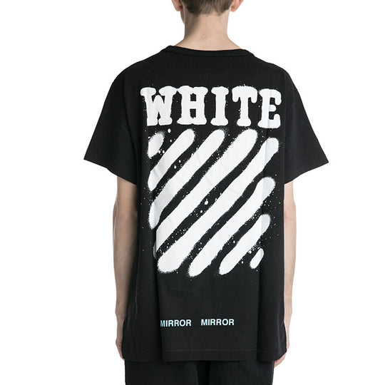 Men's OFF-WHITE C/O Virgil Abloh Tiger Stripes Splash Ink Short Sleeve Black T-Shirt OMAA002G20JER111001 T-shirts - KICKSCREW