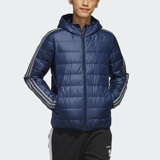 adidas neo Athleisure Casual Sports Stay Warm Stripe hooded down Jacket Blue FK9922