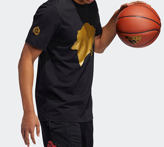 adidas Metallic Rose Printing Basketball Sports Short Sleeve Black GK6583