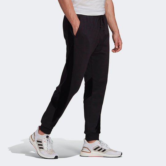 adidas Velvet Pant M Sports Training Splicing Bundle Feet Knit Long Pants Black H25090