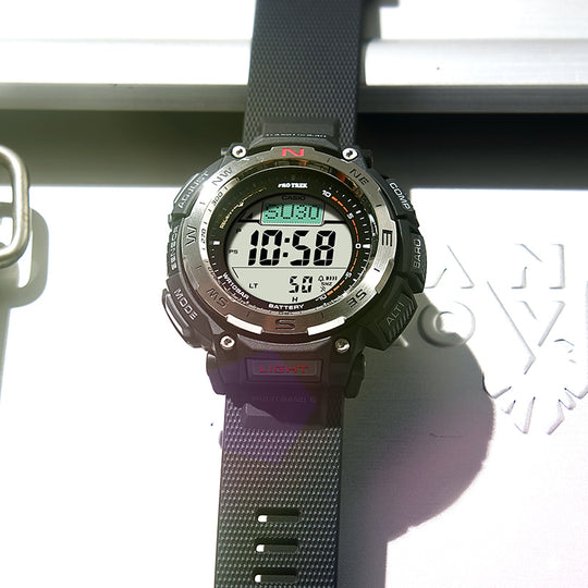 Men's CASIO PRO TREK Series Fashion Sports Waterproof Solar Powered Black Watch Mens PRW-3400-1PR