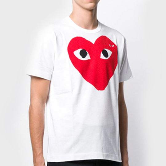 COMME des GARCONS PLAY Love Printing Casual Short Sleeve White AZT026