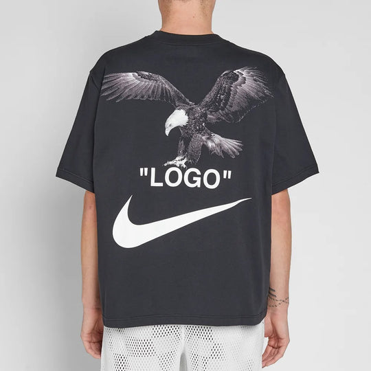 Nike x OFF-WHITE Crop Eagle Logo Printing Short Sleeve Black AJ2239-010