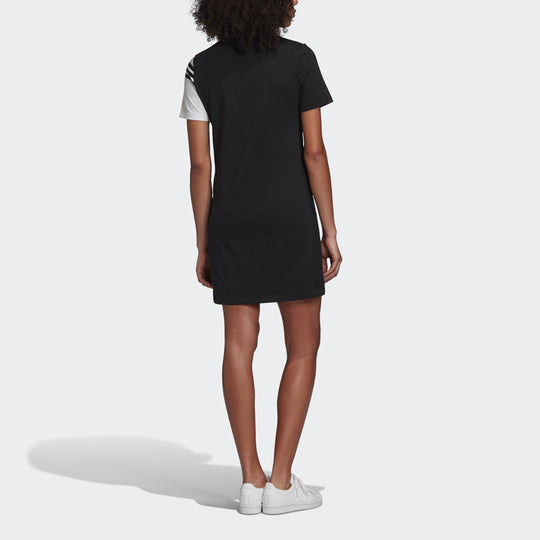 (WMNS) adidas originals Adibreak Colorblock Sports Round Neck Short Sleeve Black Dress GJ6562