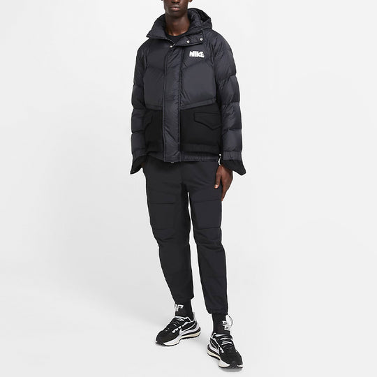 Nike x Sacai Crossover Sports Loose Splicing hooded Down Jacket Black CT3269-010