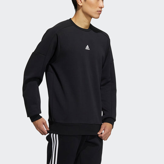 Men's adidas Crew Sweat Logo Printing Round Neck Pullover Black HD0349