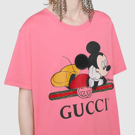 (WMNS) Gucci x Disney Crossover Mickey Printing Round Neck Short Sleeve Pink 492347-XJB7W-5412