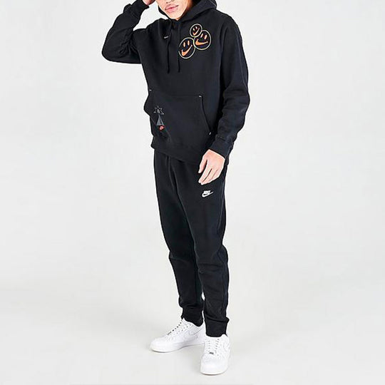 Nike Sportswear Club Fleece Casual hooded Smiling Face Printing Black DQ3520-010