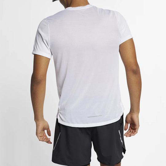 Nike DRI-FIT MILER Running Quick Dry Short Sleeve White AJ7566-100 ...