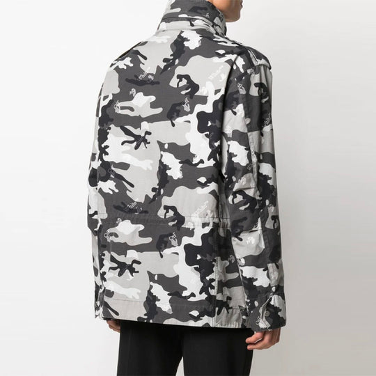OFF-WHITE Men's SS21 Logo Camouflage Jacket Slim Fit Gray OMEL015S21FAB0010900 Jacket - KICKSCREW