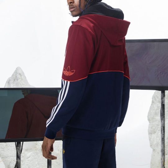Men's adidas originals Logo Colorblock Sports Hooded Jacket Dark Purple Red FM3870
