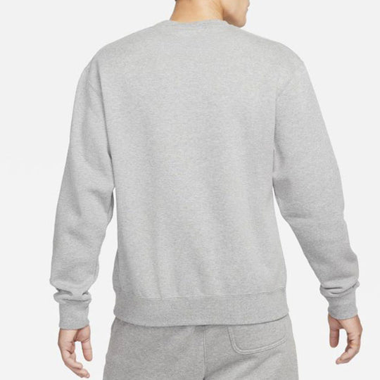 Men's Jordan Fleece Lined Athleisure Casual Sports Long Sleeves Solid Color Embroidered Pullover Gray DN7957-091