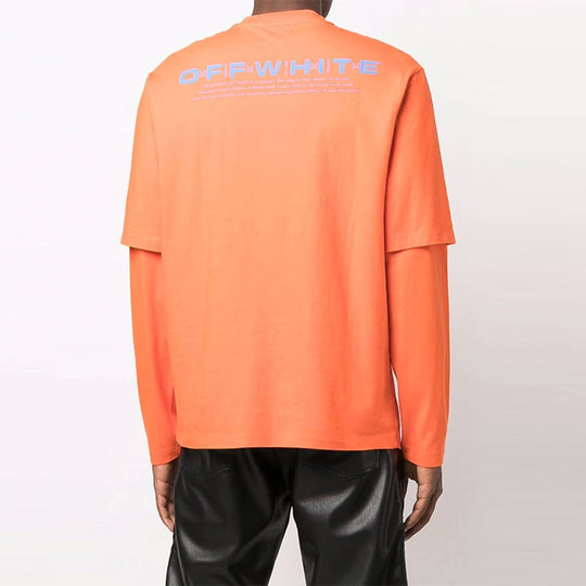 Men's OFF-WHITE FW21 Logo Round Neck Pullover Printing Long Sleeves Loose Fit Orange T-Shirt OMAB066F21JER0022045