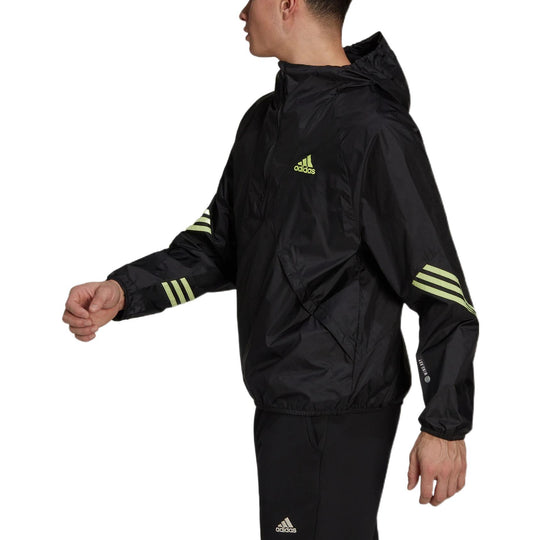 adidas Stripe Logo Sports Training Half Zipper Jacket Black H65744