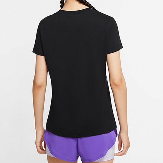 (WMNS) Nike Dri-FIT Yoga Printing Short Sleeve Black CZ3871-010