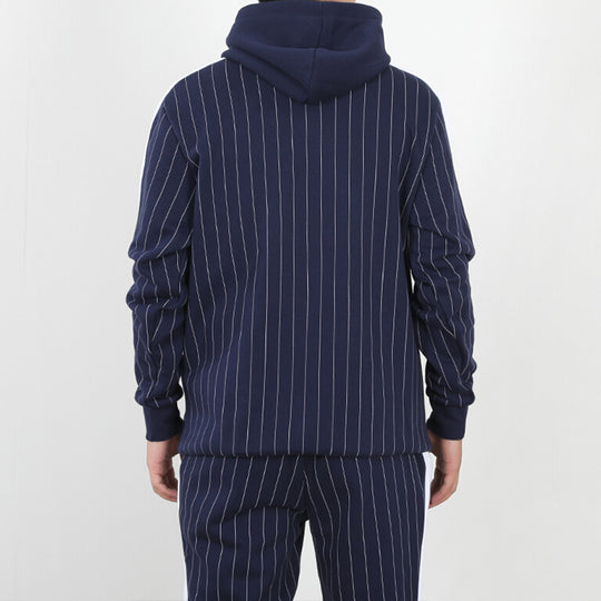 PUMA Pinstripe Hooded Pullover Fleece Men Blue 530179-06
