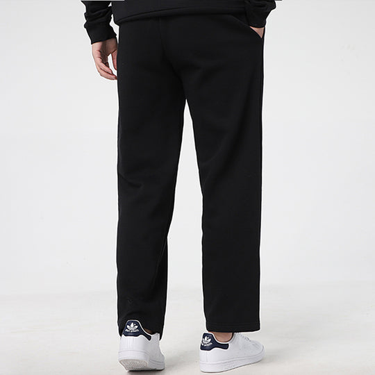 adidas Casual Sports Fleece Lined Running Knit Straight Long Pants Black GK9366