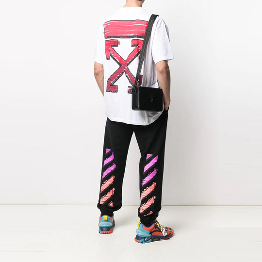 Off-White SS21 Back Red Arrow Cotton Short Sleeve Loose Fit White OMAA038R21JER0020125