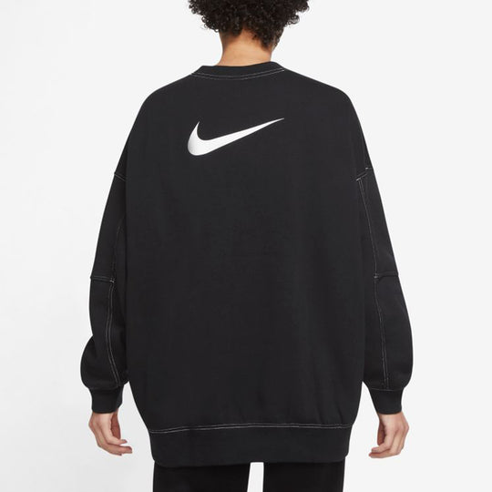 (WMNS) Nike Casual Sports Loose Round Neck Long Sleeves Black Hoodie DD5611-010