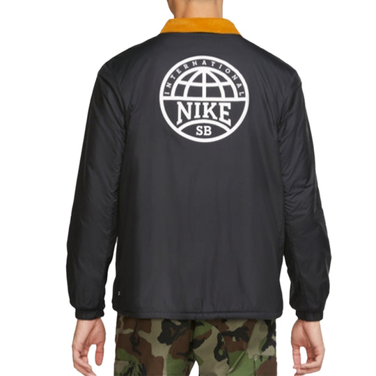 Nike SB logo Printing Fleece Lined Stay Warm corduroy Colorblock Skateboard Jacket Black CK5447-010