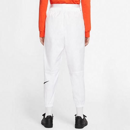 (WMNS) Nike Sportswear Swoosh Logo Printing Woven Sports Trousers White CJ3777-100