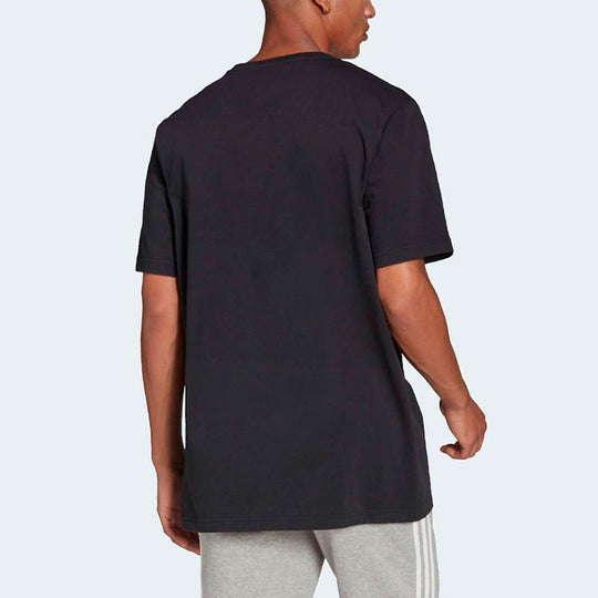 adidas originals Printing Round Neck Pullover Sports Short Sleeve Black HF4770