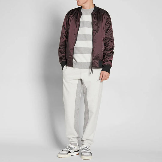 Men's adidas originals x alexander wang Crossover Colorblock Stripe Round Neck Long Sleeves Gray BS3018