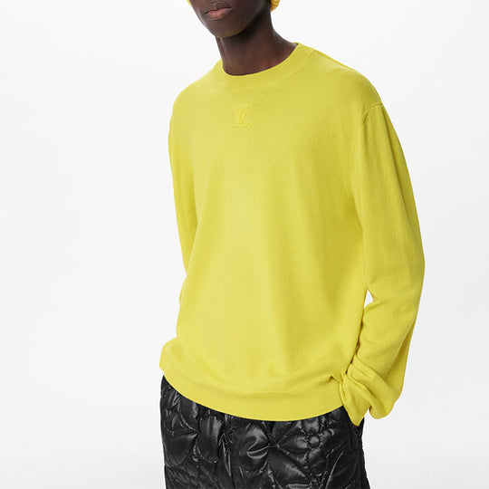 Men's LOUIS VUITTON FW21 Logo Embossing Round Neck Long Sleeves Yellow 1A9FPU