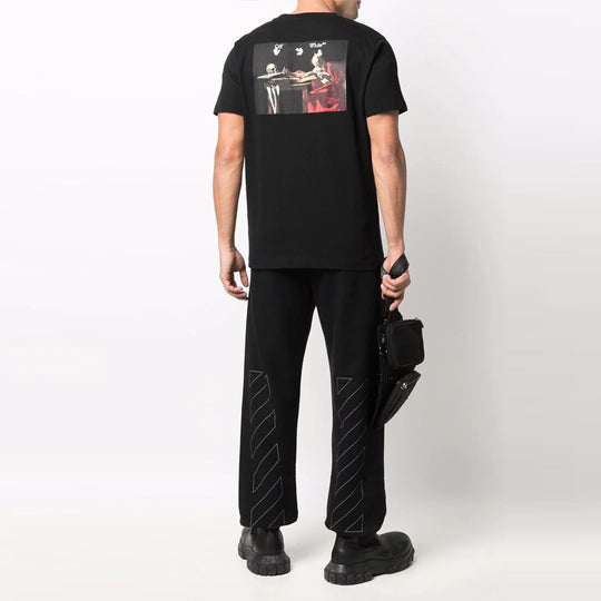 Men's OFF-WHITE Solid Color Caravaggio Arrow Short Sleeve Black T-Shirt OMAA027C99JER0051001