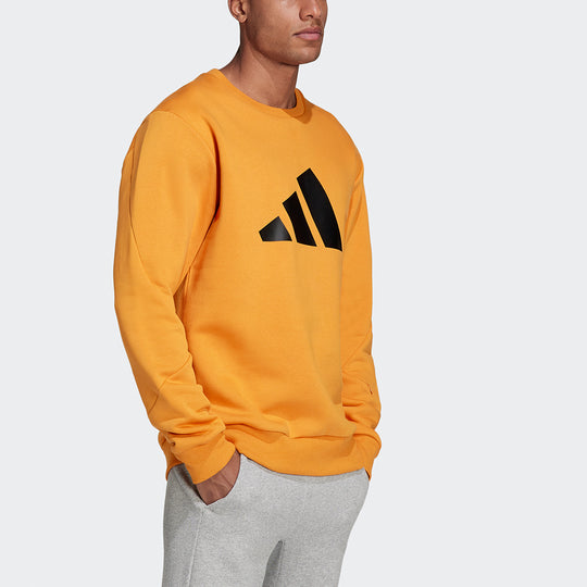 Men's adidas Fi Wtr Crew Large Logo Printing Sports Round Neck Pullover Orange H46508