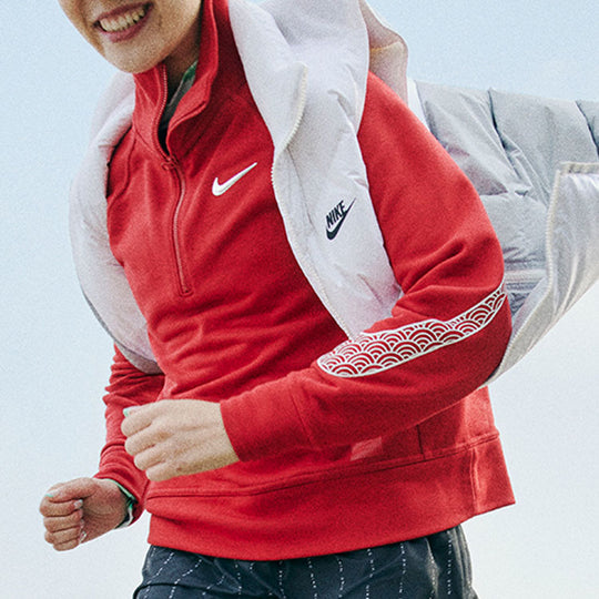 (WMNS) Nike CNY New Year's Edition Casual Sports Solid Color Half Zipper Stand Collar Hoodie Jacket Red DQ5371-687