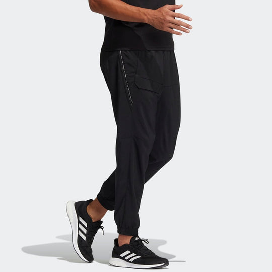 Men's adidas Solid Color Big Pocket Bundle Feet Casual Sports Pants/Trousers/Joggers Black HE9936