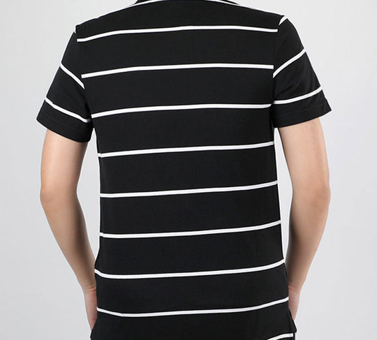adidas YARN DYE Stripe Short Sleeve Polo Shirt Black FT2836