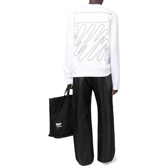 Men's Off-White SS22 Solid Color Logo Printing Round Neck Long Sleeves Version White OMBA057F22FLE01101100110