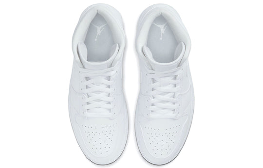 Air Jordan 1 Mid 'Triple White 2020' 554724-130 Retro Basketball Shoes  -  KICKS CREW