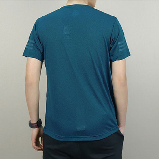 Men's adidas Solid Color Breathable Quick Dry Round Neck Short Sleeve Blue T-Shirt CE0862