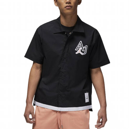 Men's Air Jordan Logo Embroidered Casual Short Sleeve Shirt Black DM1417-010