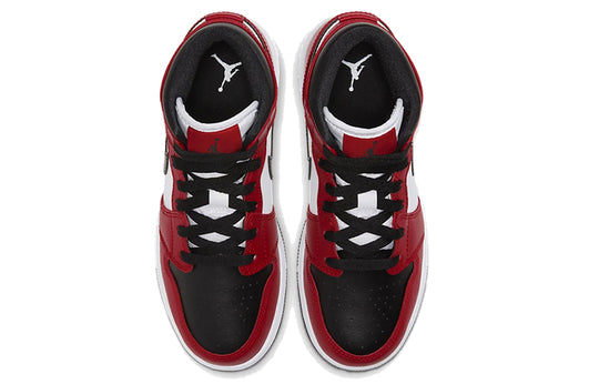 (GS) Air Jordan 1 Mid 'Chicago Black Toe' 554725-069 Big Kids Basketball Shoes  -  KICKS CREW